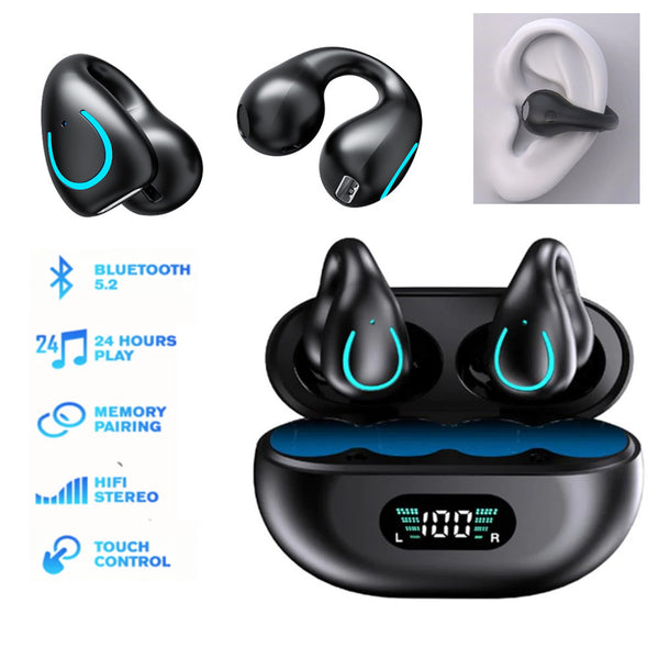 Clip On Open Ear Sports Headphones Wireless Bluetooth Ear Clip Earbuds Waterproof Earphones Most Popular TWS Wireless Ear Clip Bone Conduction Headphones