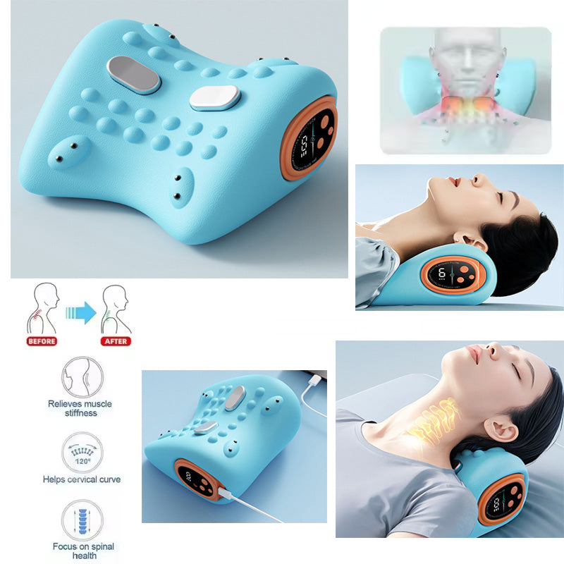 Wireless Portable Electric Cervical Massager Neck Stretcher Chiropractic Traction Head Acupoint Massage Pillow Shouder Body Massager