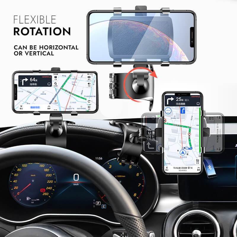 1200 Degree Rotating Adjustable Car Phone Holder With Number Plate Multifunctional Dashboard Rearview Mirror Sun Visor Car GPS Navigation Bracket