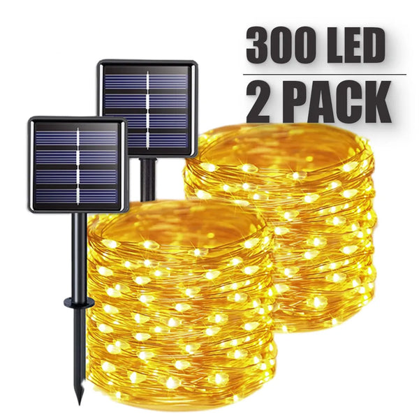 32m/22m/12m/ Solar LED Light Outdoor Festoon Lamp Garden Fairy Light String Waterproof Christmas Garland Yard Decoration