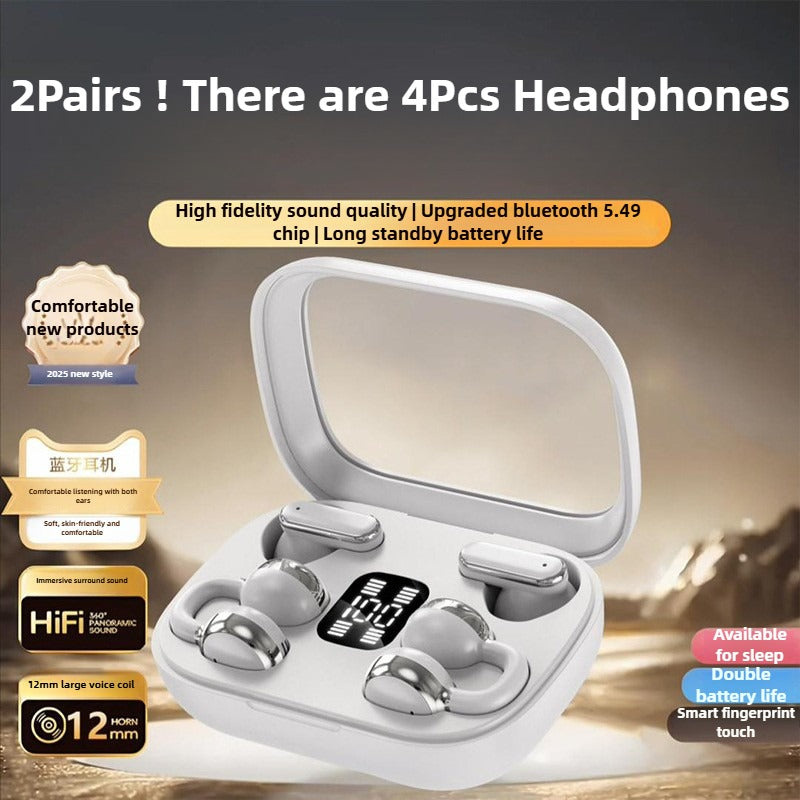 4Pcs/2 Pairs TWS Wireless Bluetooth Headphones Couple  Earphones Stereo Sports LED Display 9D Four Headset for Double People