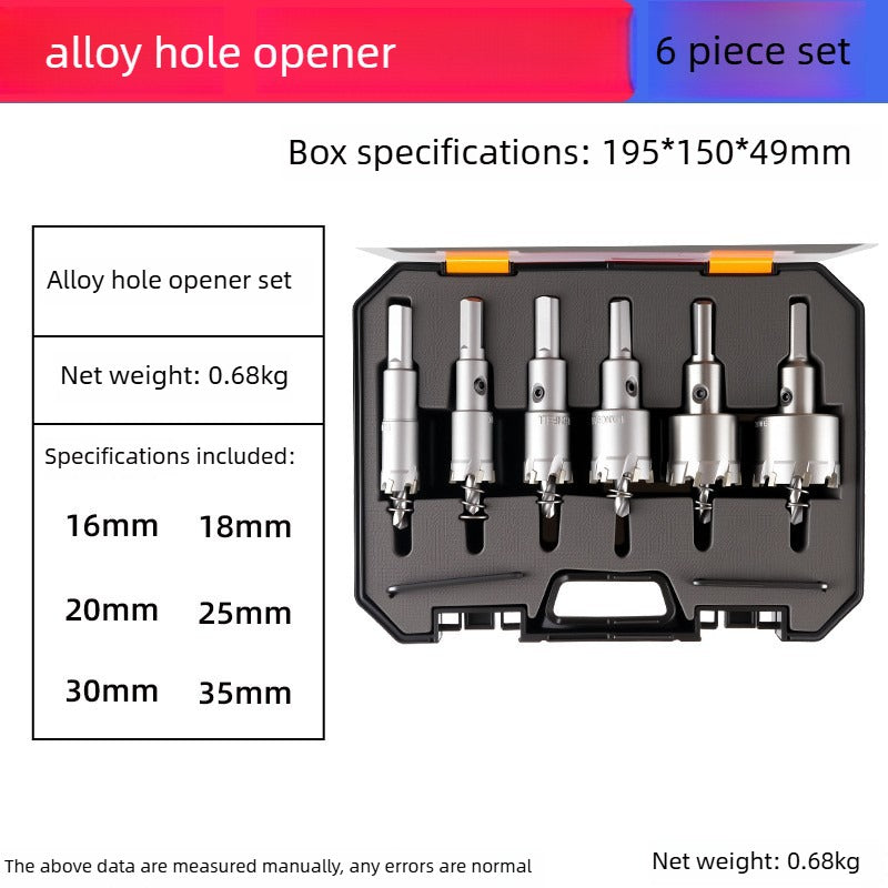 6/10/12Pcs Alloy Hole Saw Set 16-53mm Carbide Hole Saws for Metal Applications Non-Slip Triangular Handle Positioning Drill Hole Saw Set Suitable for Hand Drills and Bench Drills