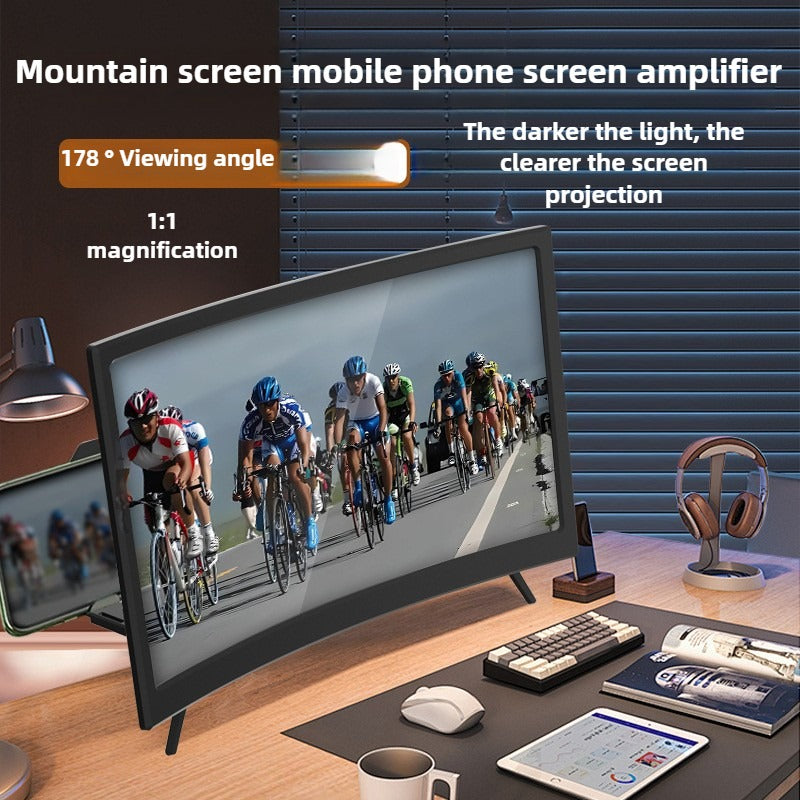 16 inch Large Curved HD Cell Phone Screen Magnifier with Foldable Phone Holder Radiation Protection Eye Protection Phone Magnifying Bracket