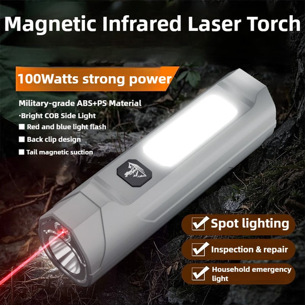 100Watts Infrared Laser Torch With COB Side Light Multi-functional Magnetic Hat Clip Light