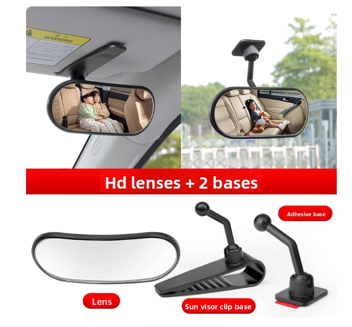 Mini 2-in-1 360-Degree Rotatable Adjustable Car Wide-Angle Rearview Mirror Safety Mirror