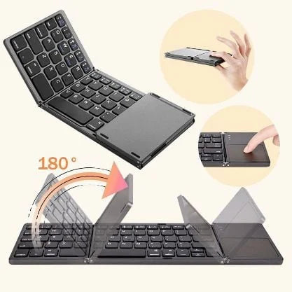 Foldable Wireless Bluetooth Keyboard with Multiple Systems Including Windows Android iOS and Mac