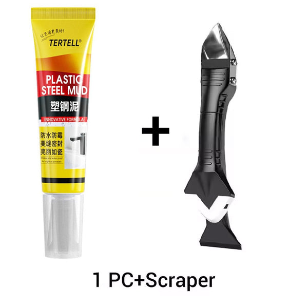 Professional Waterproof and Mould-Resistant Grout for Plastic Steel | White Mould-Resistant Edge Sealing and Grouting Ceramic Sealant Set (Includes Multi-Functional Trowel)