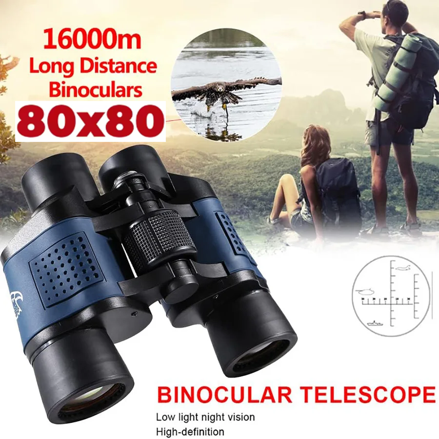 Binoculars 80X80 Long Range 16000m HD High Power Telescope Binoculars Long Range Blue BAK4 Prism High Quality Binoculars Hunting Camping