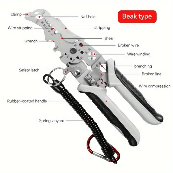 12 In 1 Wire Stripper Multi Function Cable Cutter Pliers Professional Electrician Tool Eagle Beak Stripping