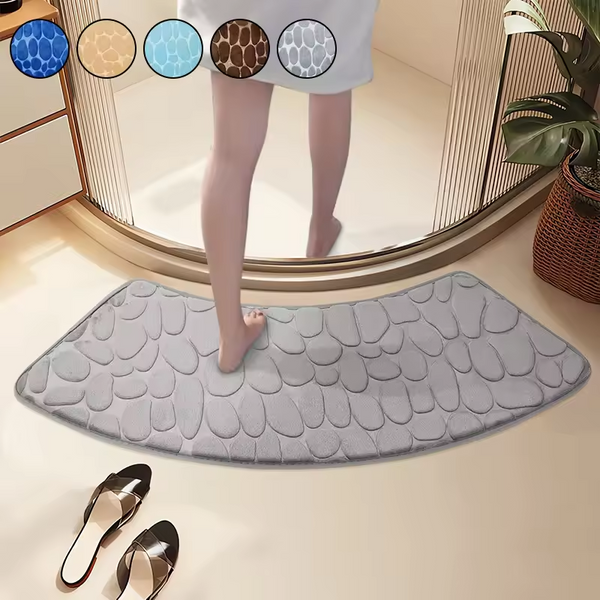Bathroom Floor Mat Pebble Embossed Carpet Curved Scalloped Mat Non-slip Area Rug Absorbent Floor Mat Toilet Shower Bath Mat