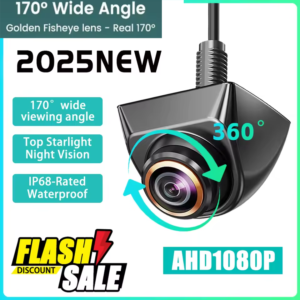 Universal 360° Adjustable Car Rear View Camera CVBS AHD 1080P Full HD Reversing Rear Camera 170° Wide Angle Night Vision Fisheye Len Car Reversing Camera Top Starlight Night Vision