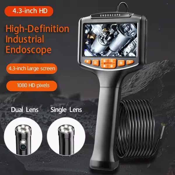 1080P 4.3inch IPS Screen Handheld Industrial Endoscope Single/Dual Lens Camera IP67 Waterproof HD 8mm Lens Pipe Sewer Inspection Camera Borescope For Car