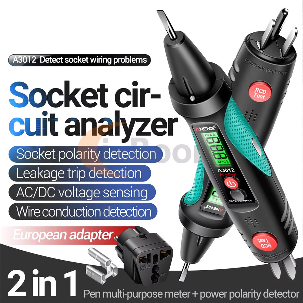 Multifunction Voltage Tester Electricity Test Pen Socket Phase Tester LED Display Electrical Instruments Buzzer Alarm