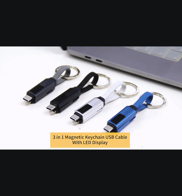 PD100W Keychain Digital Display Type-C Fast Charging Data Cable For iPhone Samsung KeyChain QC3.0 Short Cord Wire For MacBook