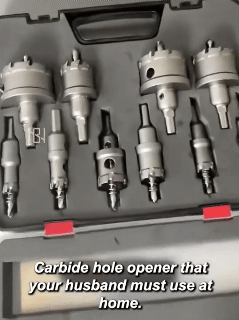 6/10/12Pcs Alloy Hole Saw Set 16-53mm Carbide Hole Saws for Metal Applications Non-Slip Triangular Handle Positioning Drill Hole Saw Set Suitable for Hand Drills and Bench Drills