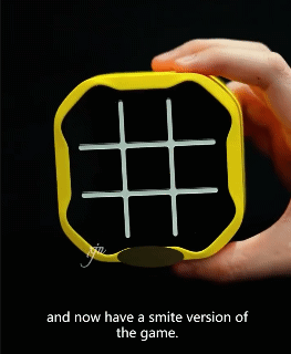 Fun Tic-Tac-Toe (Rechargeable) Yellow - Smart Interactive Board Game | Human vs AI + Two-Player Mode + Memory Training | Portable Travel Board Game | Parent-Child Gathering Mind-Training Toy