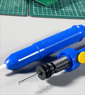 Powerful Solder Sucker - Dual-ring leak-proof design, automatic spring-back, high-temperature resistant nozzle, powerful suction up to 35cmHg, suitable for soldering iron desoldering, mobile phone circuit board repair, integrated washable design