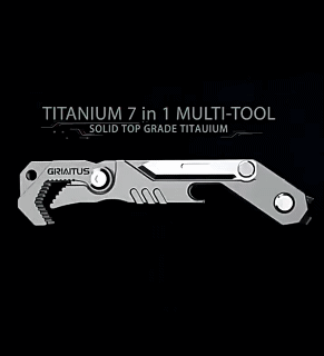EDC 7-in-1 Titanium Multitool— Folding Knife Wrench Flathead & Phillips Screwdrivers Bottle Opener Emergency Window Breaker Ruler Keyring hole Your Everyday Companion