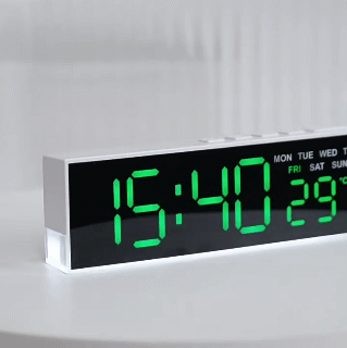 LED Digital Alarm Clock Temperature Week 2 Alarms Ambient Light Brightness Adjustment Bedside Electronic Table Clock USB Powered