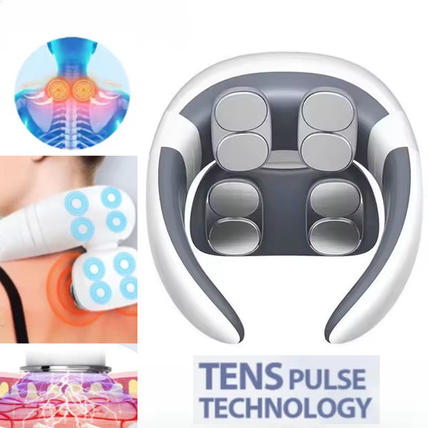 Portable brand new 8 head wireless TENS pulse cervical back massager hot compress 15 gears speed adjustment, treatment of cervical spondylosis frozen shoulder soreness