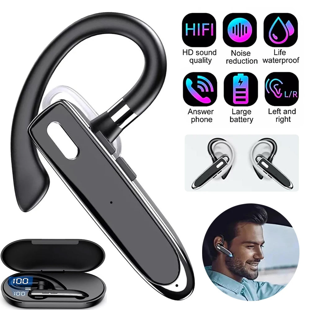 Business Dual Mic Wireless Headset Bluetooth 5.3 Rotary Hands-free Earphone CVC 8.0 Noise Reduction Technology Earbuds for Business Drive
