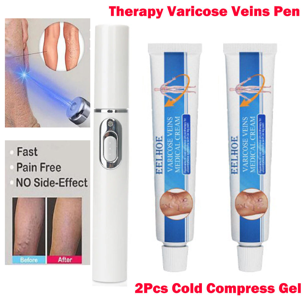 EELHOE Laser Light Therapy Varicose Veins Pen with 2Pcs Cold Compress Gel