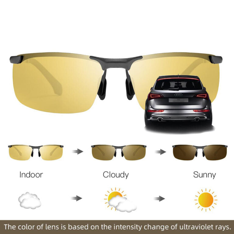 Day Night Vision Photochromic Glasses