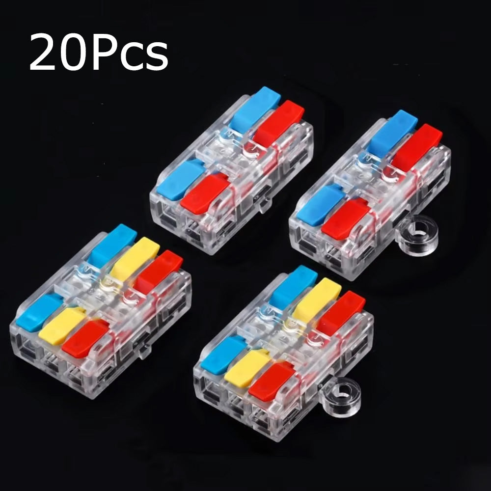 20Pcs 2 in 2 out Wire Connector Quick Splitter Mini Splicing Universal Conductor Wiring Cable Terminal Block Electrical Connectors