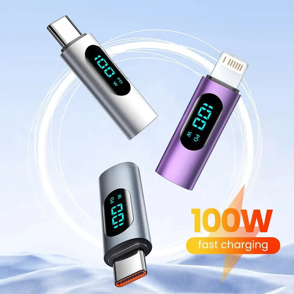 Digital Display OTG Adapter PD 100W Fast Charging Convertor USBC To Type C OTG Connector for Macbook Samsung