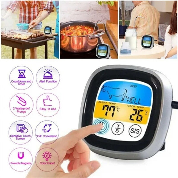 Digital Meat Kitchen Thermometer Stainless Waterproof Meat Temperature Probe Digital Alarm Oven Cooking BBQ Temperature Meter
