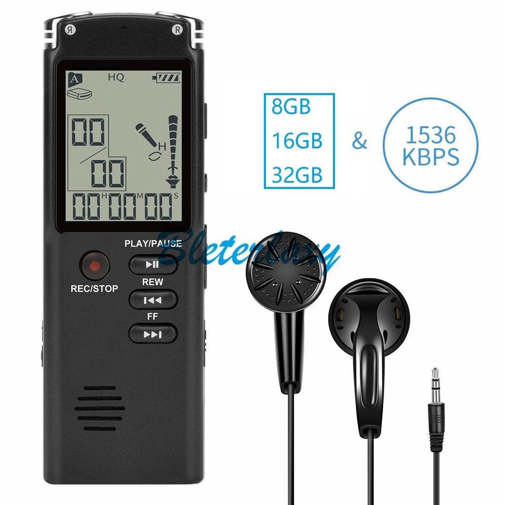 Professional Voice Activated Digital Audio Voice Recorder 16GB 32G Noise Cancelling Recording PCM Support OTG WAV MP3 Player