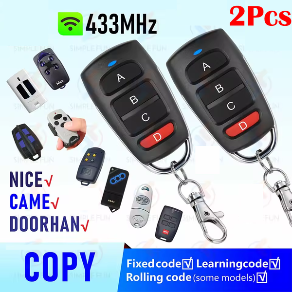 2PCS 4-in-1 433mhz Universal Copy Remote Key Control Gate Opener Controller Universal Duplicator Key