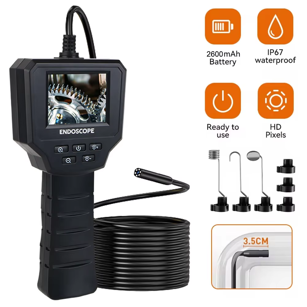 8.0mm 2.4 inch Screen Industrial Endoscope Camera With Photo and Video HD 1080P Car Inspection Borescope IP67 Waterproof Sewer Camera with 8 Leds