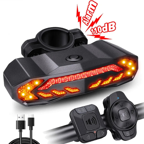 All in one Bicycle Smart Brake Light Horn Anti-theft Alarm Kit Waterproof Rechargeable Turn Signal Warning Lights