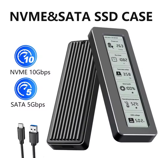 M.2 SSD NVMe Case USB3.2 Gen2 Type C 10Gbps PCIe SSD Case M.2 NVME SATA Enclosure Disk Box Tool Free SSD Aluminum Case