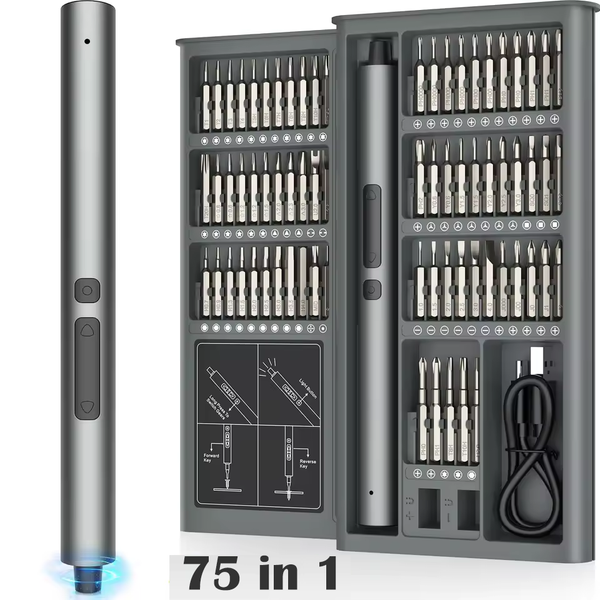 75 in 1 Precision Electric Screwdriver Set 3.7V Wireless LED Light Strip 71 Magnetic Screwdriver Bits Professional Repair Tools