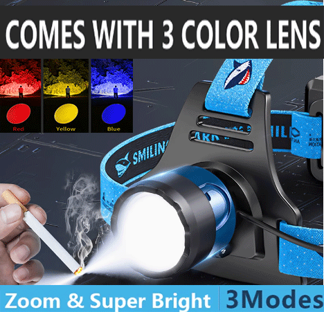 100000lumens M60 Laser Light 4 Lens Zoom Alloy Headlight Built-in 2Pcs Rechargeable Battery Waterproof Super Bright Long Range