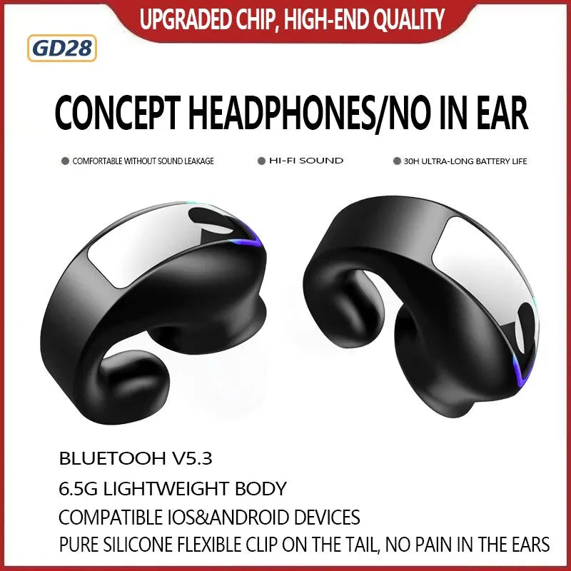 Ear Clip Bone Conduction Headphones Single-ear Clip TWS Headphones Non-ear Sports Running Special Long Endurance