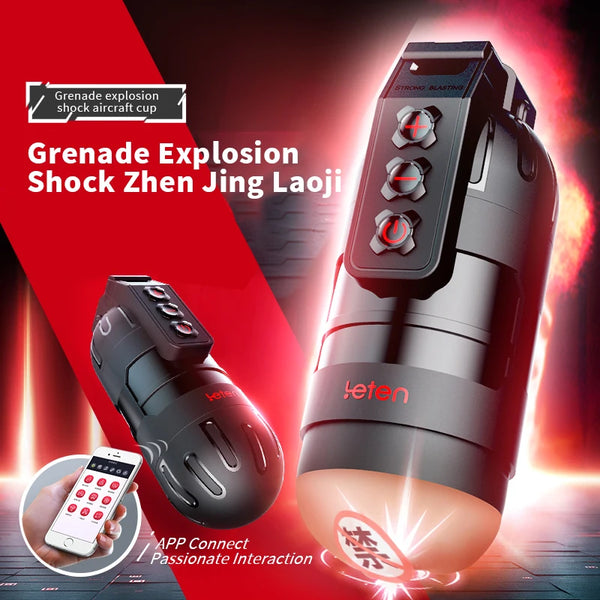 Leten Hand Grenade -App control Fully Automated Male Masturbator New Model Electric Deep Throat Suction and Telescopic Grip for Men