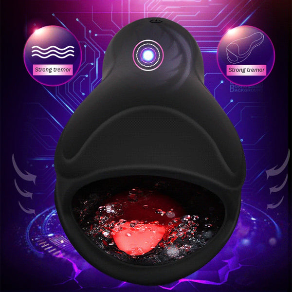 Automatic Oral Climax Glans Stimulator Male Masturbator Vibrator Penis Delay Trainer Massager Tongue Licking for Men