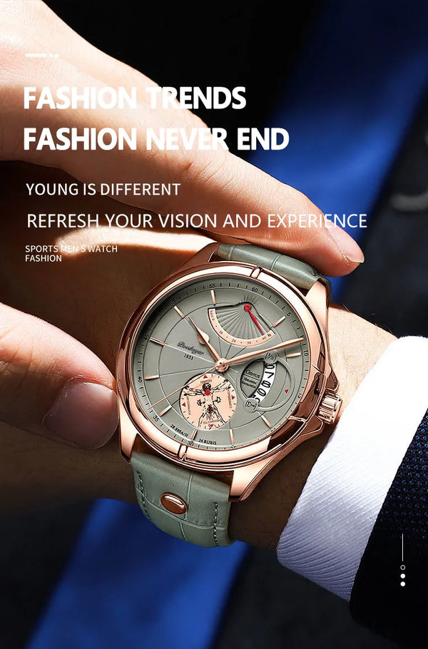 Men's Ultra Thin Calendar Water Resistant Quartz Watch