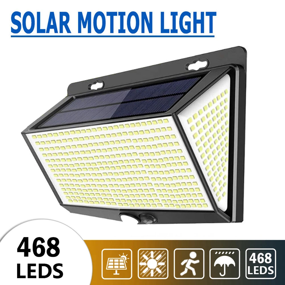 468 LED Solar Lamp Motion Sensor Outdoor Lighting 3 Modes Waterproof Wall Lamp Street Lamp Home Decoration Solar Garden Light