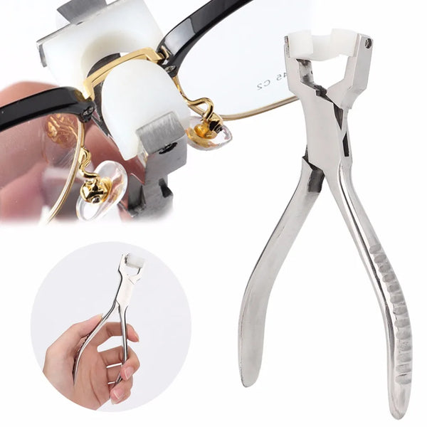 Stainless Steel Eyeglasses Adjust Nose Plier Spectacle Glasses Frame Jewelry Nylon Flat Jaw Ring Plier Repair Tool Accessory