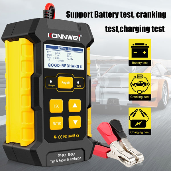 Full Automatic 12V Car Battery Tester Pulse Repair 5A Battery Chargers 3in1 Battery Test Battery Charger Battery Repair  Wet Dry AGM Gel Lead Acid Car Repair Tool