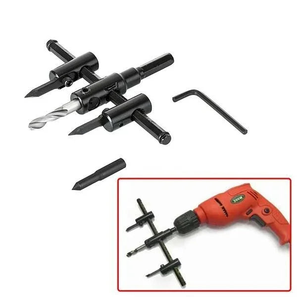 Adjustable Aircraft Type Hole Opener 30mm-120/200/300mm Woodworking Opener Adjust Wood Circle Hole Saw Cutter Tool Kit Set Cordless Dril