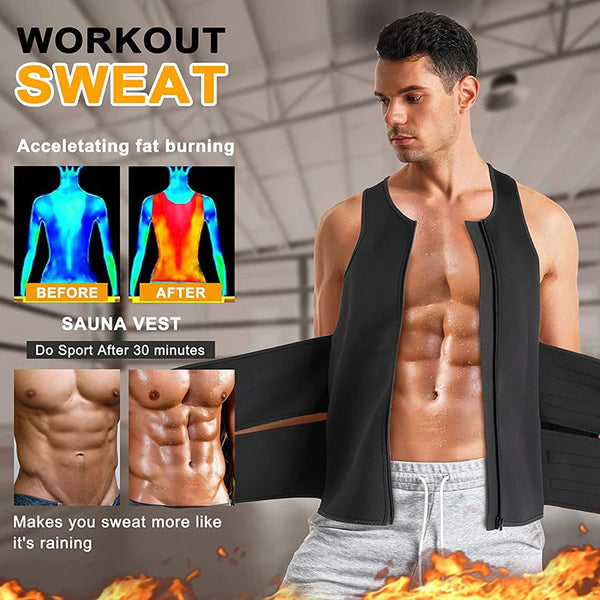 Men's Thermoregulating Shaping Undergarment | 2-in-1 Sauna-Effect Waist & Back Training Corset | Fitness Abdominal Support Waist Cincher | Winter Office Attire