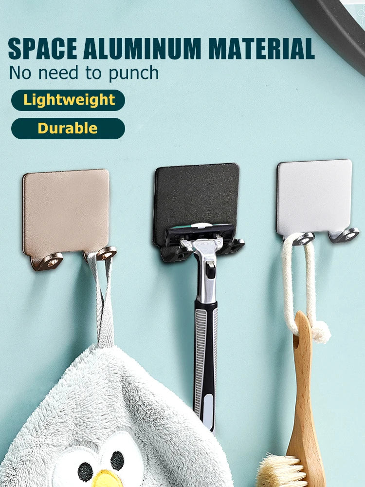 3PCS Space Aluminum Shaving Razor Holder Storage Hook Wall Shelf Bathroom Razor Rack Wall Kitchen Accessories