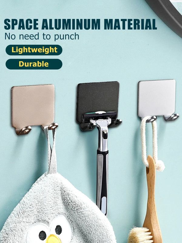 3PCS Space Aluminum Shaving Razor Holder Storage Hook Wall Shelf Bathroom Razor Rack Wall Kitchen Accessories