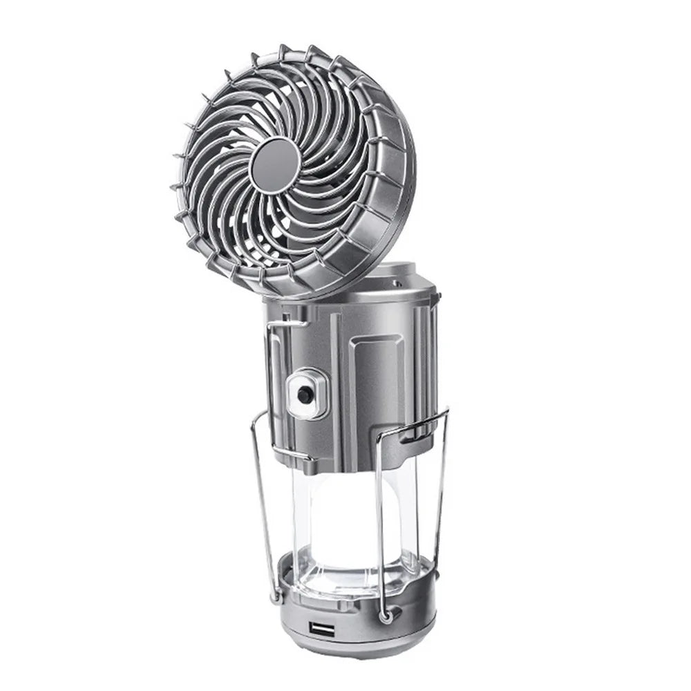 Solar 6 in 1 Portable LED Lamp Fan Power Bank Outdoor Lighting Folding Camp Tent Lamp USB Rechargeable Lantern With Fan