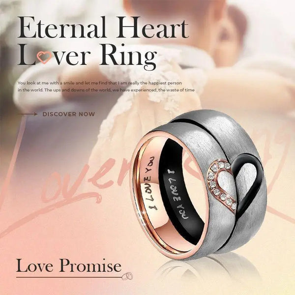 Eternal Heart Lover Ring Lover Couple Rings Set Couples Promised Jewelry Women Men Lovers Wedding Jewelry